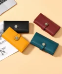 Fashion Genuine Leather Wallet Card Holder Female Long Purse Leather Female Clutch Wallets Zipper Purse Money Bag