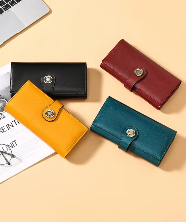 Fashion Genuine Leather Wallet Card Holder Female Long Purse Leather Female Clutch Wallets Zipper Purse Money Bag