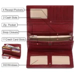 Fashion Genuine Leather Wallet Card Holder Female Long Purse Leather Female Clutch Wallets Zipper Purse Money Bag